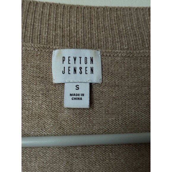 Peyton Jensen Pullover Sweater Womens S Tan Long Sleeve Knit Bohochic neutral - Picture 2 of 6